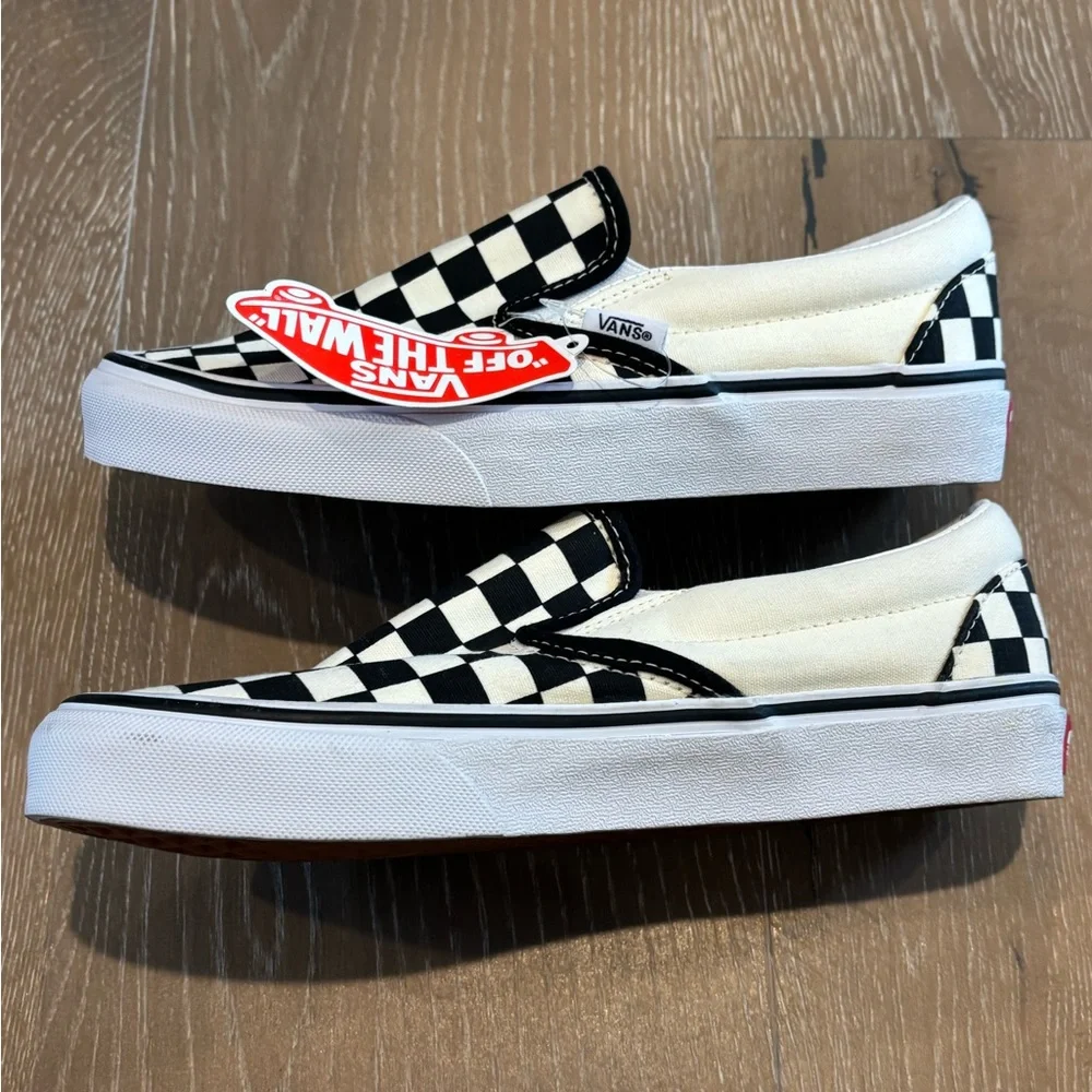 Vans Kids Black and White Checkered Slip-On Sneakers - Picture 4 of 7